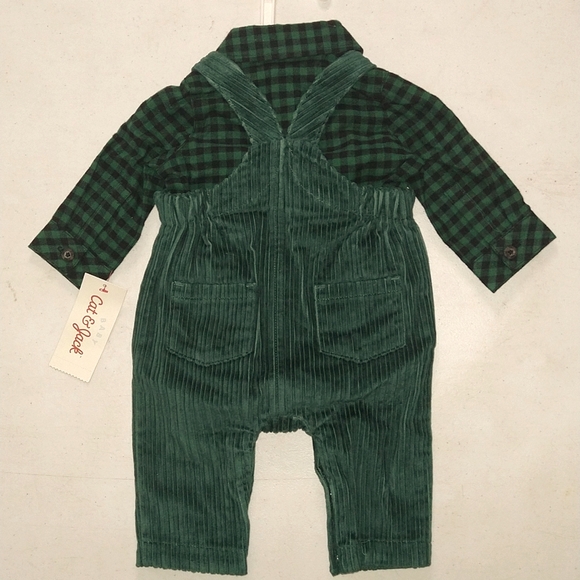 NEW! Baby Boys Corduroy Dungaree / Overalls Top & Bottom Set, Green - Cat & Jack - Picture 8 of 15